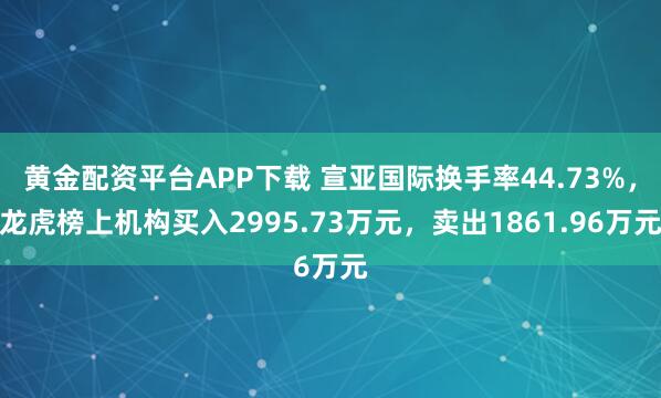 黄金配资平台APP下载 宣亚国际换手率44.73%,龙虎榜上机构买入2995.73万元,卖出1861.96万元